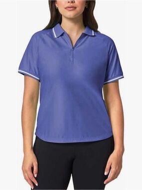 Mondetta Women's Short Sleeve Polo in Periwinkle with White Trim
